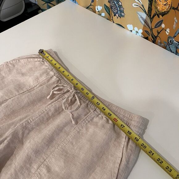 Lands End Drawstring 100% Linen Shorts Womens Sz 1X (16-18)High Rise Tan - Picture 6 of 7